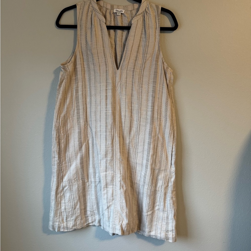 Splendid Amorosa Dress CS Sleeveless Striped Tunic Dress Neutral Boho